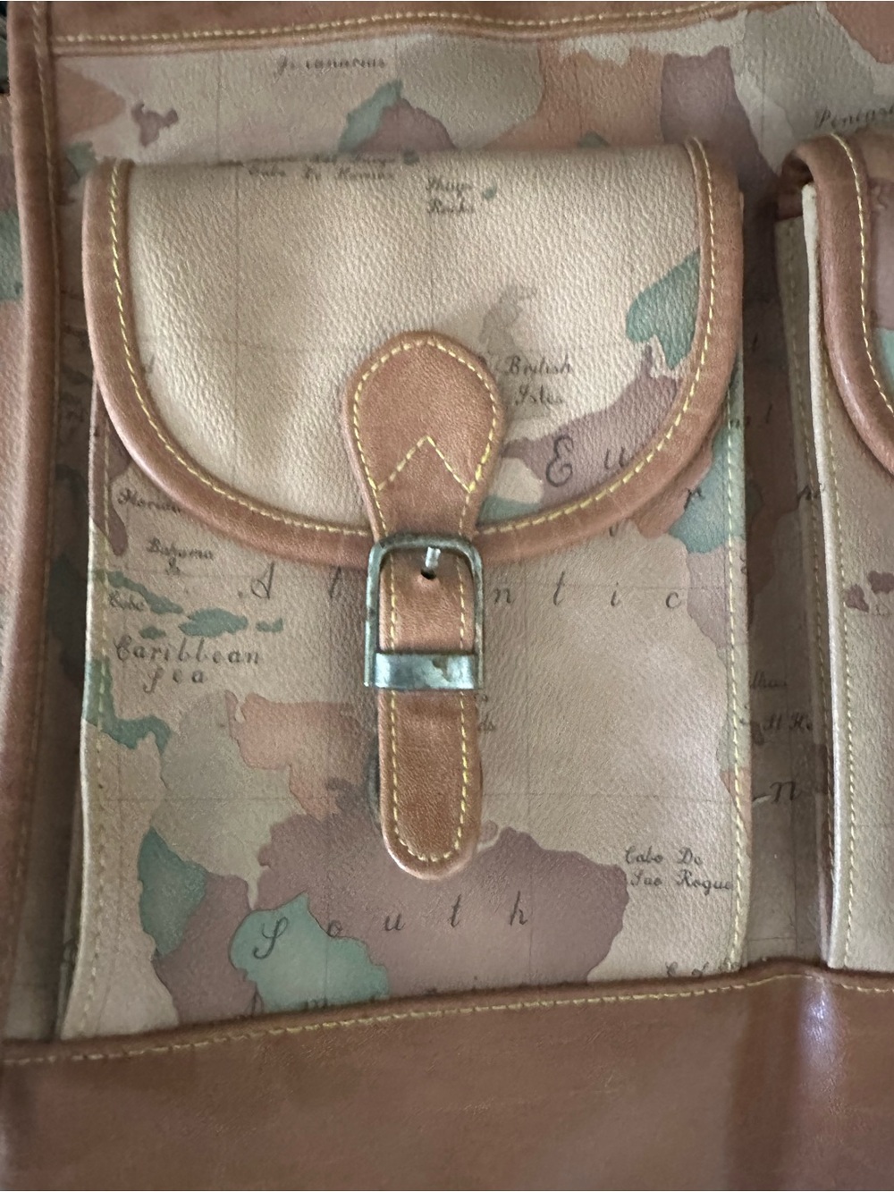 Vintage 1980s Gitano Duffel Bag World Map Travel Beige Carryon Luggage Tag - Picture 8 of 10